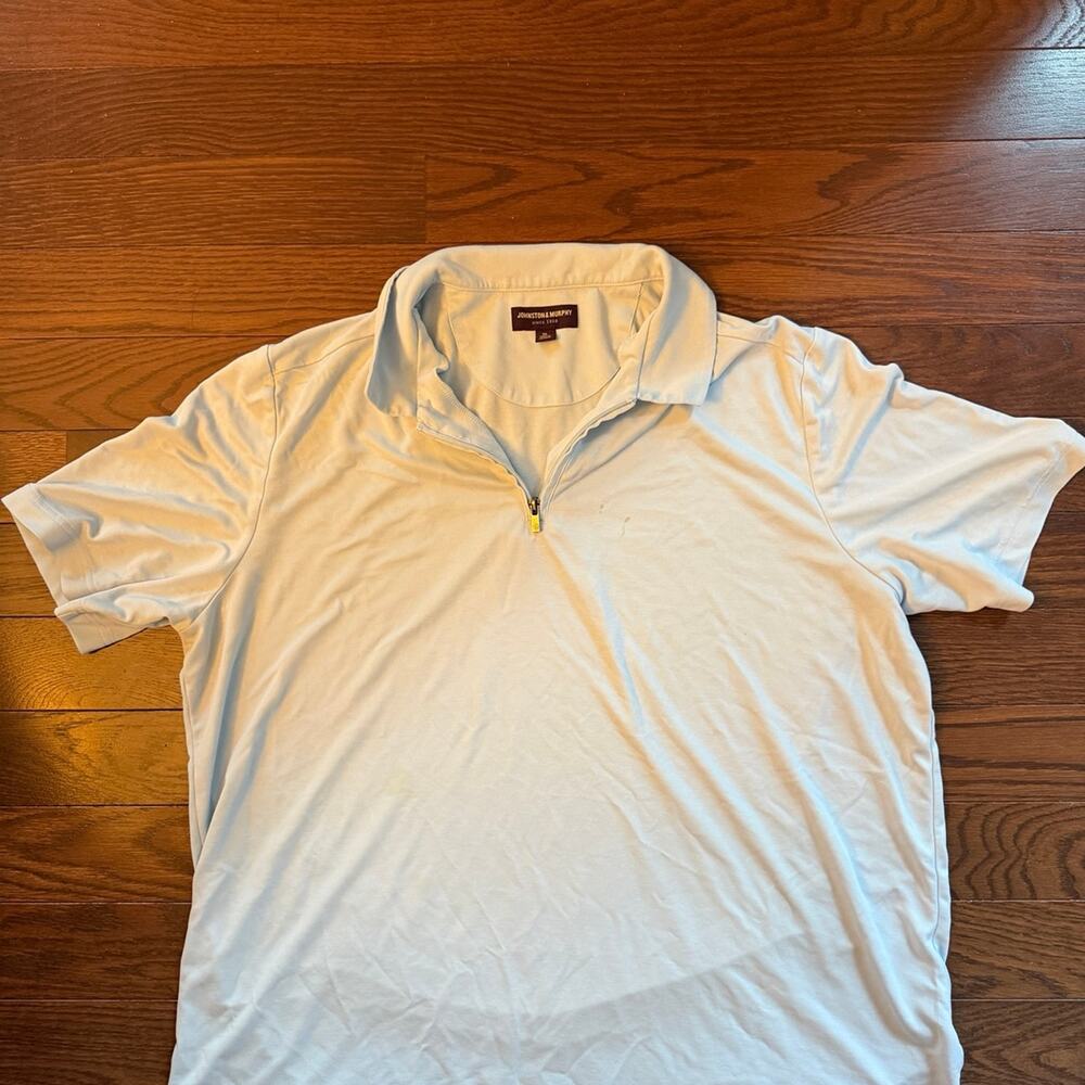 Johnston & Murphy Vintage Birdseye Quarter-Zip Short Sleeve Polo Shirt Size XL